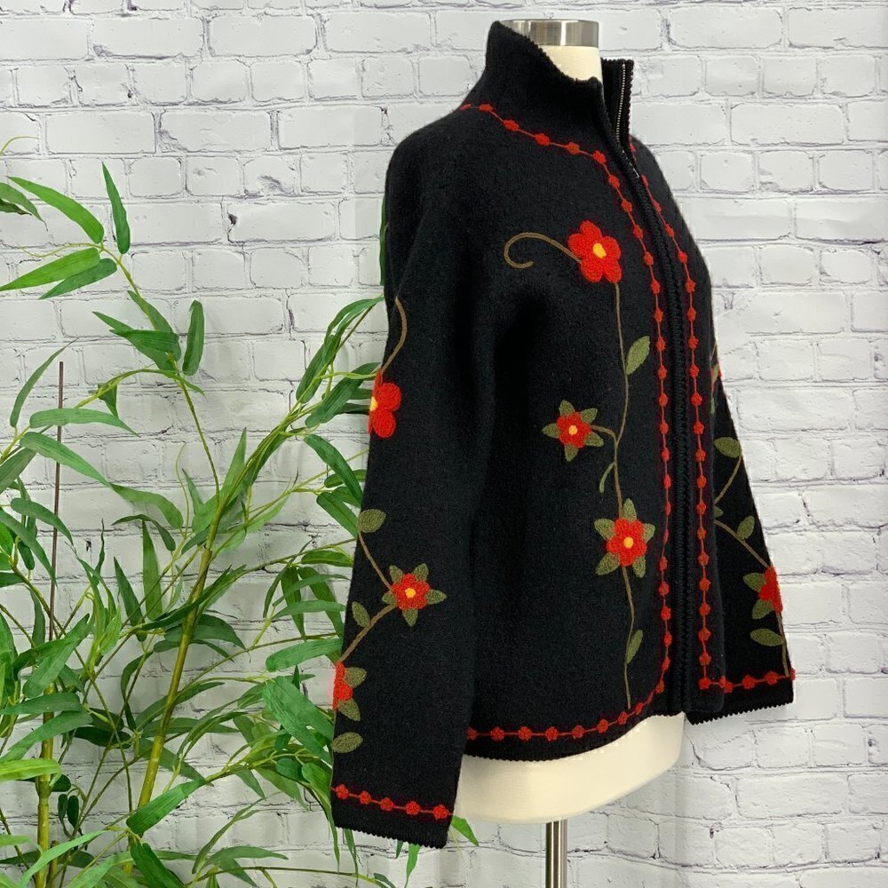 Pure & Simple Black w/ Red Floral Pattern Jacket - Picture 2 of 5